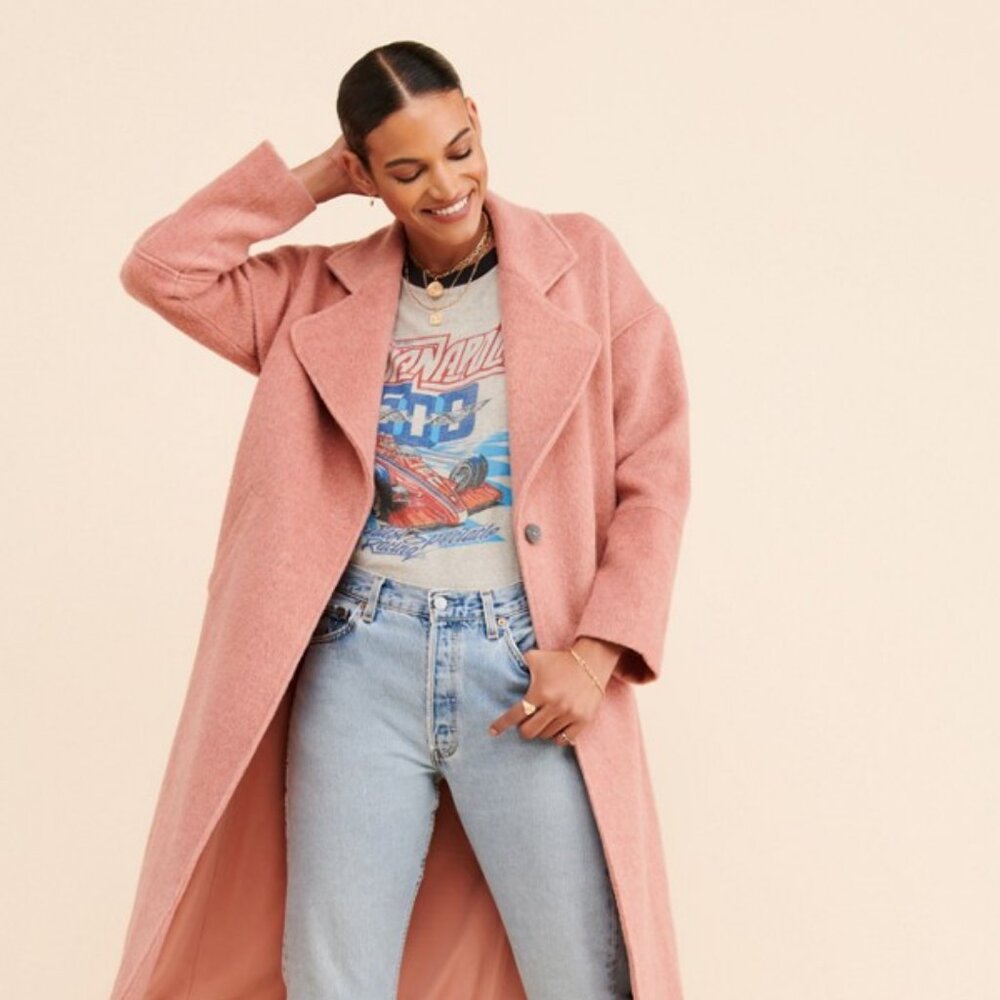 Greylin Dusty Rose Fuzzy Coat- S